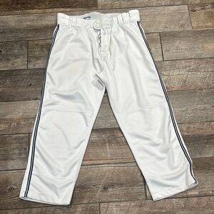 White Baseball Pants with Navy Piping​